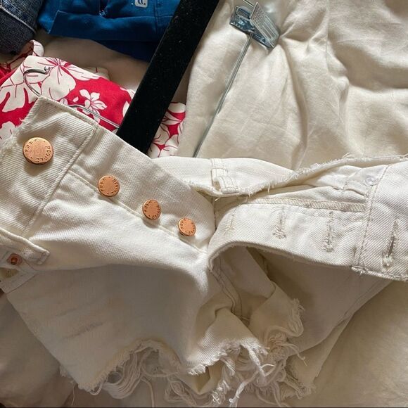 Free People White Distressed Boho Lace Jean Shorts - Picture 13 of 13